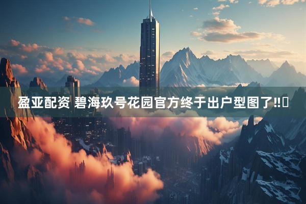 盈亚配资 碧海玖号花园官方终于出户型图了‼️